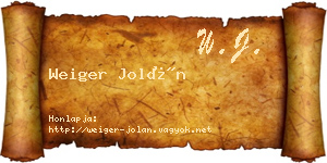 Weiger Jolán névjegykártya